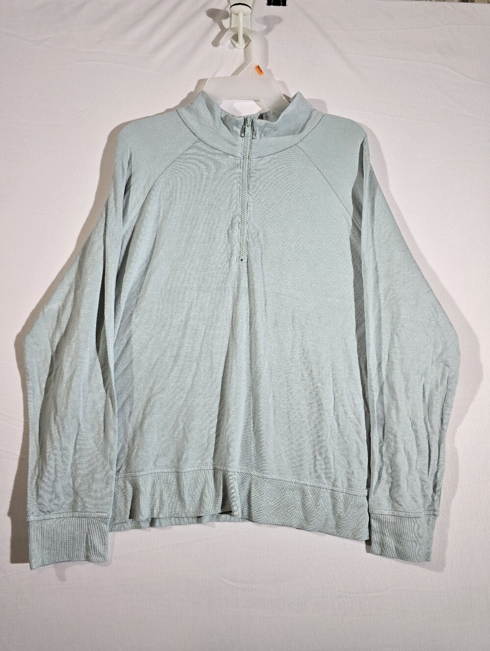 Alfani Intimates Women XL Mint Green Quarter Zip Pullover Sweatshirt Long Sleeve